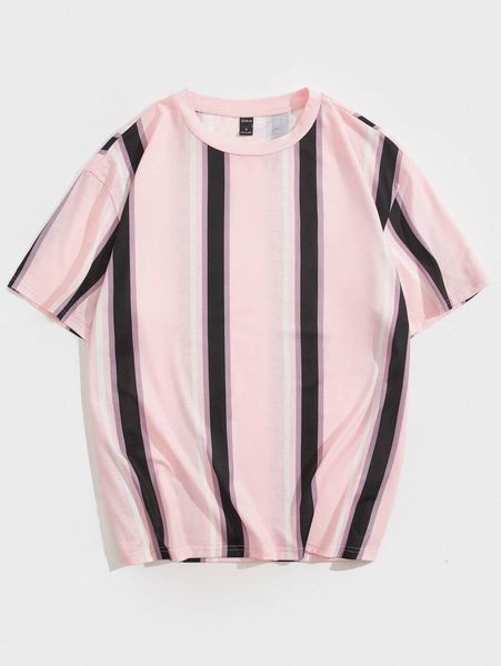 men striped crew neck tee e1ab#, White;black