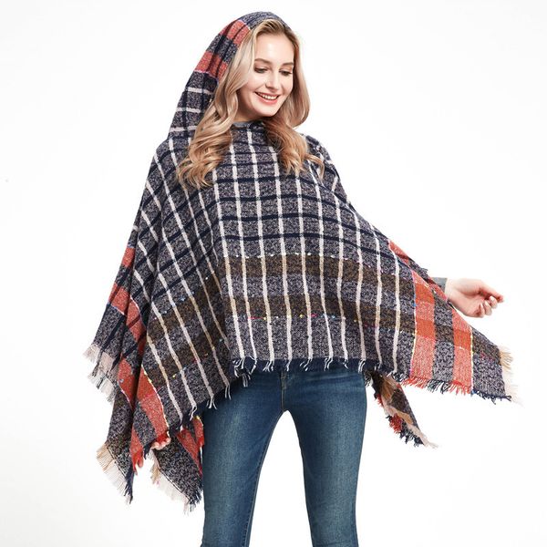 fashion scarf cloak european and american autumn and winter new tonglu factory direct sales circle yarn bristle plaid ribbon cap hooded pull, Blue;gray
fashion scarf cloak european and american autumn and winter new tonglu factory direct sales circle yarn bristle plaid ribbon cap hooded pull, Blue;gray