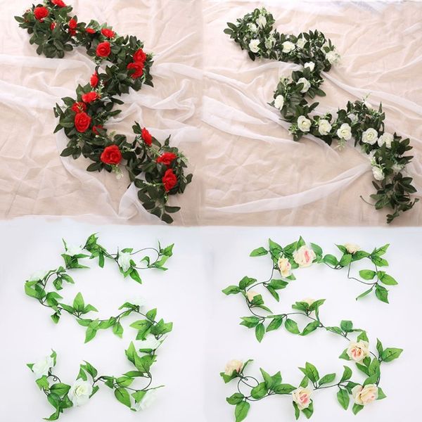 2.4m red roses artificial flower vine fake silk rose ivy flower for wedding decoration artificial vines hanging garland home decoration
2.4m red roses artificial flower vine fake silk rose ivy flower for wedding decoration artificial vines hanging garland home decoration