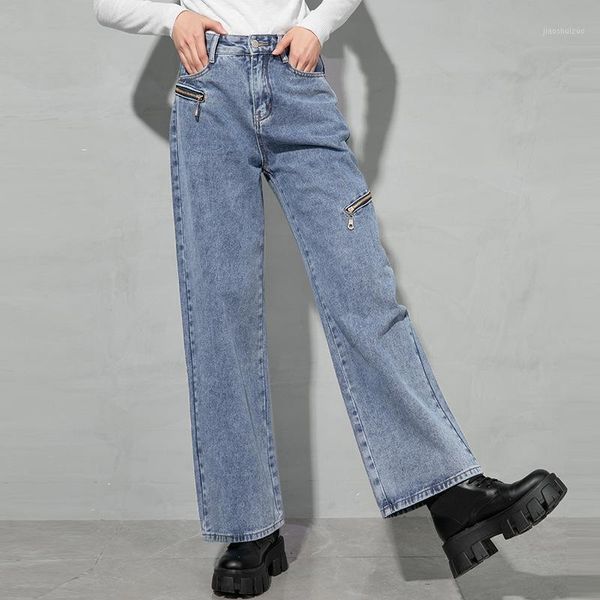 superaen 2021 spring fashion straight fake zippers pants street solid jeans women1, Blue
superaen 2021 spring fashion straight fake zippers pants street solid jeans women1, Blue