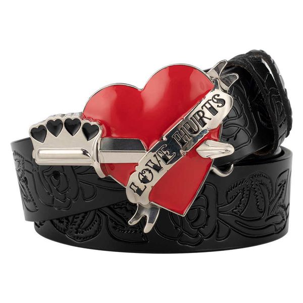 designer classic luxury love hurts buckle embossed leather belt floral for women elling, Black;brown
designer classic luxury love hurts buckle embossed leather belt floral for women elling, Black;brown
