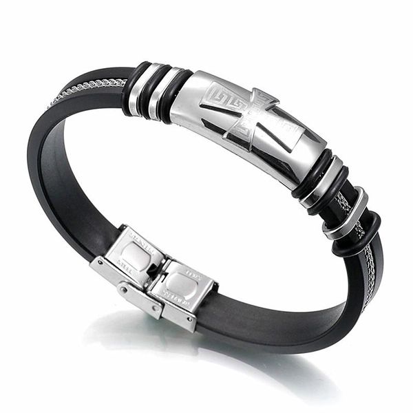tennis men silicone titanium steel cross wristband masculine jewelry rubber bracelets couple year gift wholesale, Golden;silver
tennis men silicone titanium steel cross wristband masculine jewelry rubber bracelets couple year gift wholesale, Golden;silver