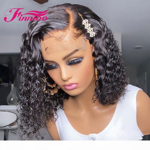curly bob wig lace front human hair wigs for women brazilian remy short curly bob wigs 360 lace frontal wig pre plucked 150%, Black