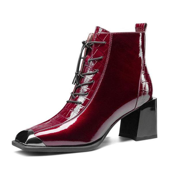 metal decoration women's winter boots genuine leather square toe thick heels pumps working night club shoes woman, Black
metal decoration women's winter boots genuine leather square toe thick heels pumps working night club shoes woman, Black