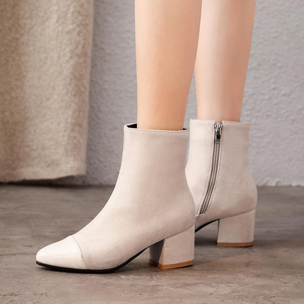 college style pointed toe ankle boots fashion zipper beige black high heels thick riding boots women's shoes big size
college style pointed toe ankle boots fashion zipper beige black high heels thick riding boots women's shoes big size