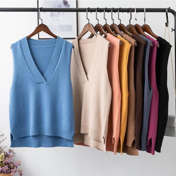 2021 autumn winter korean style women sweater sleeveless women loose vest ladies v-neck knitted pullovers female knit tank, Black;white
2021 autumn winter korean style women sweater sleeveless women loose vest ladies v-neck knitted pullovers female knit tank, Black;white