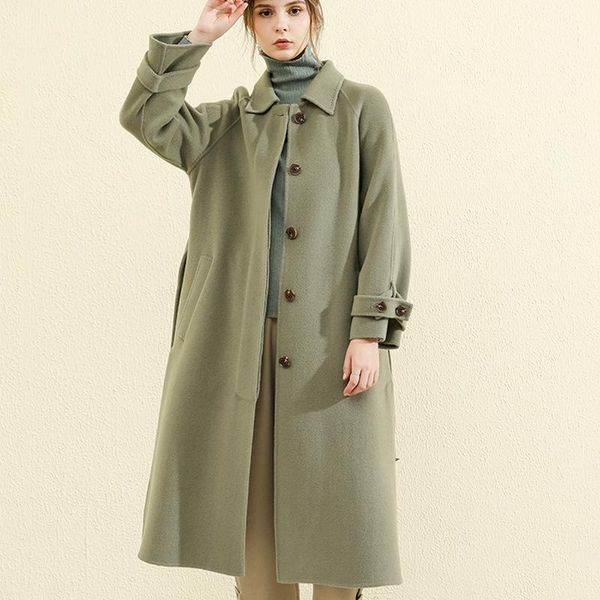women's wool & blends autumn winter 100% coat long green coats with belt elegant ladies jacket korean women clothing manteau femme hive, Black
women's wool & blends autumn winter 100% coat long green coats with belt elegant ladies jacket korean women clothing manteau femme hive, Black