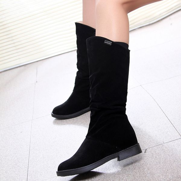 2021 new female matte ladies'boots height women's shoes increased low heels lady mid-calf boots higher 40 34v2, Black
2021 new female matte ladies'boots height women's shoes increased low heels lady mid-calf boots higher 40 34v2, Black