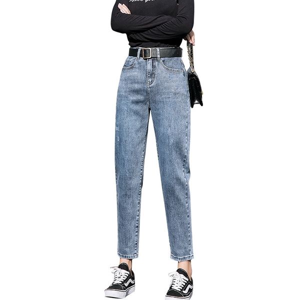 jeans women's spring new korean loose loose was thin ladies high waist net red harem pants cec dad carrot pants 210202, Blue 
jeans women's spring new korean loose loose was thin ladies high waist net red harem pants cec dad carrot pants 210202, Blue