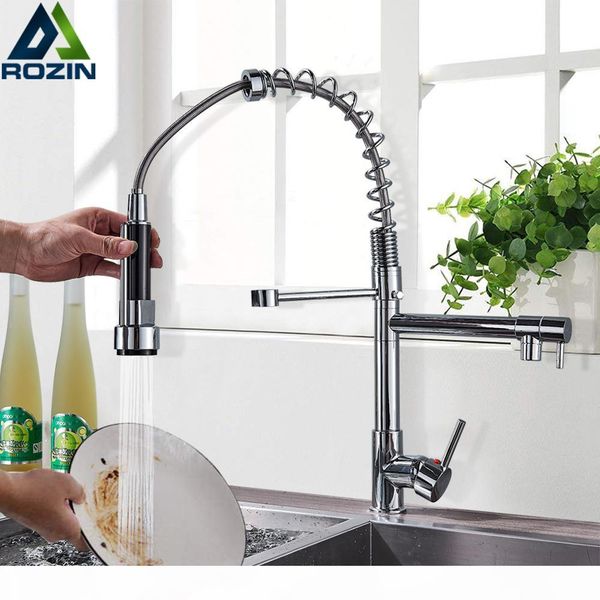 rozin chrome spring pull down kitchen faucet dual outlet spouts 360 swivel handheld shower kitchen mixer crane cold taps t200423
rozin chrome spring pull down kitchen faucet dual outlet spouts 360 swivel handheld shower kitchen mixer crane cold taps t200423