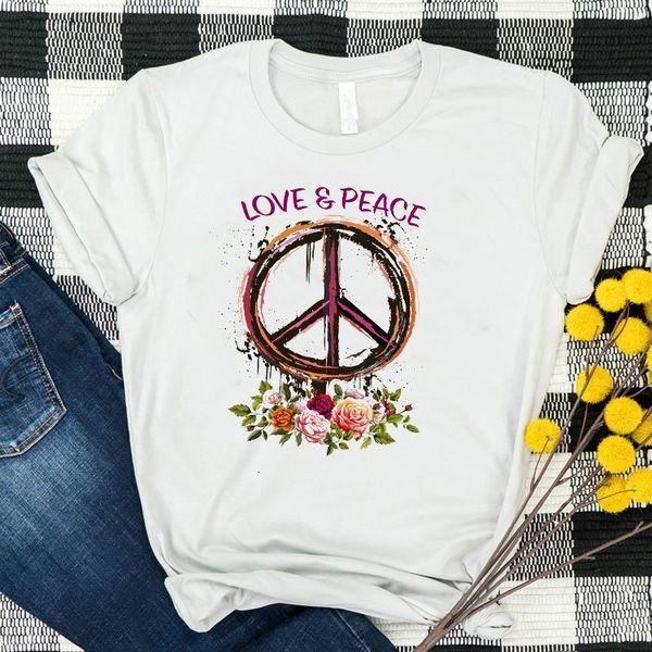 women lady t shirt love peace flower printed tshirt ladies short sleeve tee shirt women female clothes graphic t-shirt, White
women lady t shirt love peace flower printed tshirt ladies short sleeve tee shirt women female clothes graphic t-shirt, White