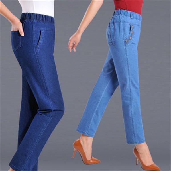 middle-aged and elderly women trousers high waist large size jeans summer thin section elastic waist spring straight pants g1368, Black;white
middle-aged and elderly women trousers high waist large size jeans summer thin section elastic waist spring straight pants g1368, Black;white
