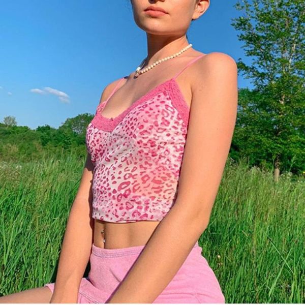 summer lace leopard print pink camis women sling v neck slim club holiday casual crop tank streetwear homewear, White
summer lace leopard print pink camis women sling v neck slim club holiday casual crop tank streetwear homewear, White