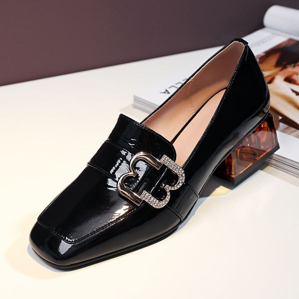 ins female pumps plus size patent leather british style cow shoes ladies women's thick heels v1r7, Black
ins female pumps plus size patent leather british style cow shoes ladies women's thick heels v1r7, Black