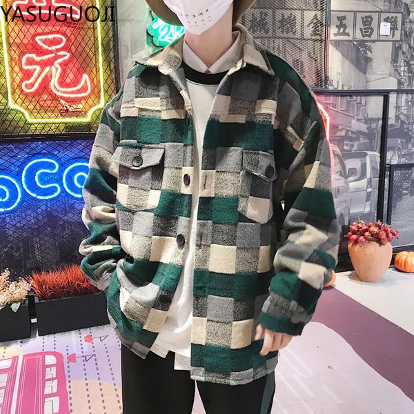 yasuguoji new style spring 2021 long sleeve plaid blended soft tweed pocket shirt coat fashion star's wollen jacket shirts, White;black
yasuguoji new style spring 2021 long sleeve plaid blended soft tweed pocket shirt coat fashion star's wollen jacket shirts, White;black