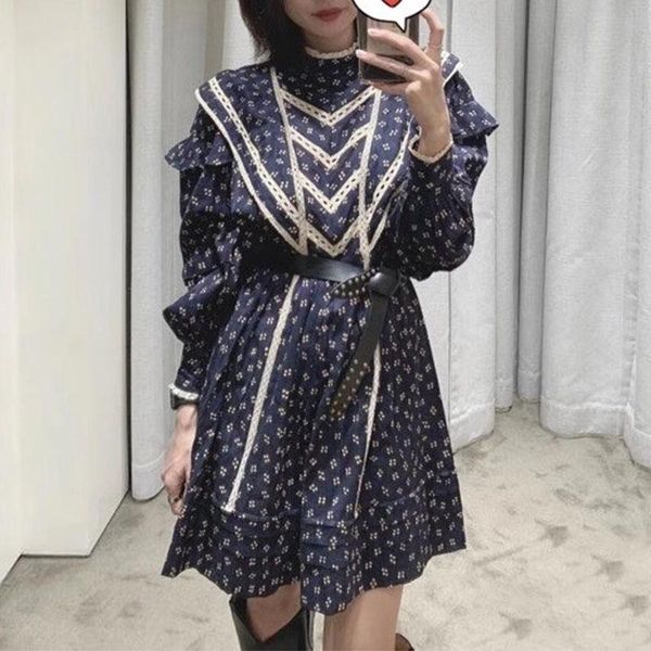 casual dresses woman print mini dress lace stand collar ruffled detail long sleeves fashion 2021 winter spring clothing, Black;gray
casual dresses woman print mini dress lace stand collar ruffled detail long sleeves fashion 2021 winter spring clothing, Black;gray