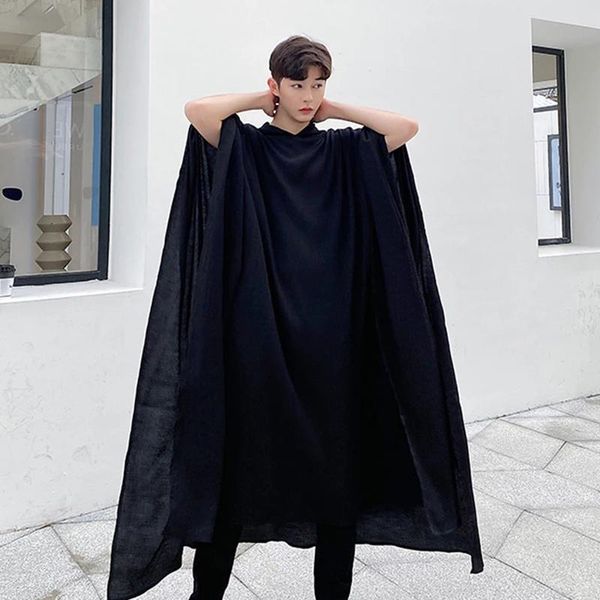 men's trench coats linen stage thin cape jacket bat sleeve loose summer windbreaker and women's show over size, Tan;black
men's trench coats linen stage thin cape jacket bat sleeve loose summer windbreaker and women's show over size, Tan;black