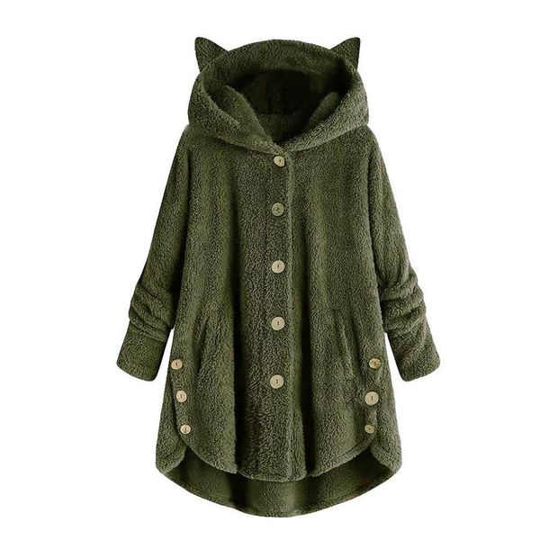 2020 women's plus velvet sports winter cute cats ears hooded irregular hem buttons jacket fleece coat christmas gift, Black;brown
2020 women's plus velvet sports winter cute cats ears hooded irregular hem buttons jacket fleece coat christmas gift, Black;brown