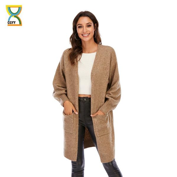 cgyy autumn winter elegant coat loose knit cardigan soft stitch long sleeve open front coffee color sweaters with pockets, White
cgyy autumn winter elegant coat loose knit cardigan soft stitch long sleeve open front coffee color sweaters with pockets, White