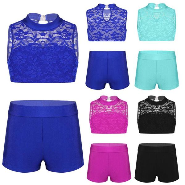 2pcs kids athletic outfit girls sleeveless floral lace tank with bottoms gym workout fitness children's set ballet dancewear, Black;blue 
2pcs kids athletic outfit girls sleeveless floral lace tank with bottoms gym workout fitness children's set ballet dancewear, Black;blue