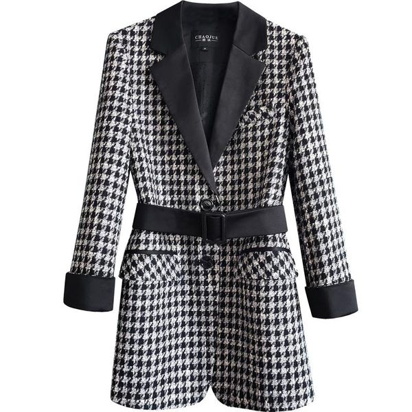 mid-length suit jacket women's spring autumn new british fashion contrast color houndstooth swallow gird ladies business wear, White;black
mid-length suit jacket women's spring autumn new british fashion contrast color houndstooth swallow gird ladies business wear, White;black