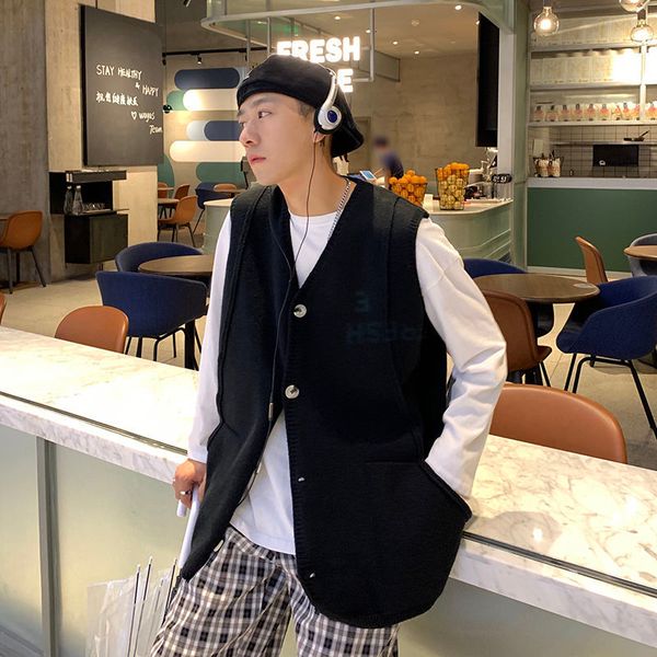 2021 men's blouse autumn lean new lovers knit sweater vest male clothing axd8, White;black
2021 men's blouse autumn lean new lovers knit sweater vest male clothing axd8, White;black