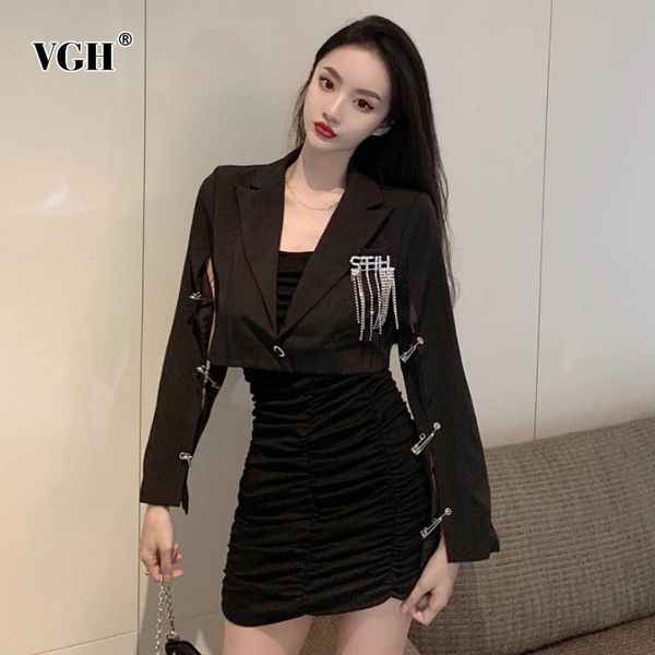 vgh black two piece set for women lapel long sleeve patchwork tassel blazer with sing mini dress designer sets female 2021 tide, Gray
vgh black two piece set for women lapel long sleeve patchwork tassel blazer with sing mini dress designer sets female 2021 tide, Gray