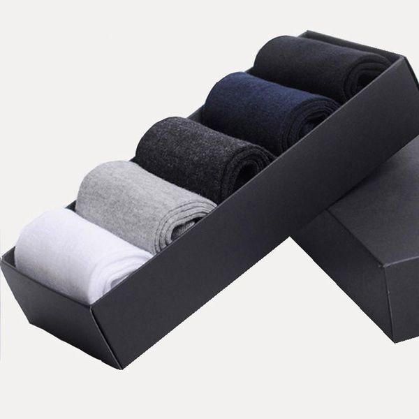 men's socks four seasons cotton 5 pairs gift solid white dress wz011, Black
