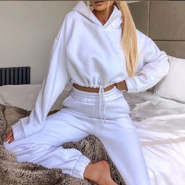 2 pieces sets fleece women tracksuit suits hooded drawstring female short sweatshirts set 2021 spring sport ladies pants suit q1217, Black;white
2 pieces sets fleece women tracksuit suits hooded drawstring female short sweatshirts set 2021 spring sport ladies pants suit q1217, Black;white