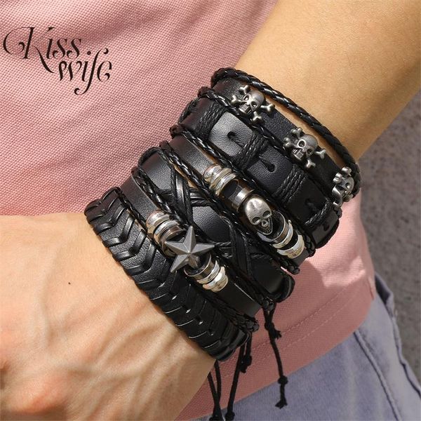 charm bracelets kisswife punk rock skull star feather multiple layers leather for men charms & bangles armband jewelry, Golden;silver
charm bracelets kisswife punk rock skull star feather multiple layers leather for men charms & bangles armband jewelry, Golden;silver