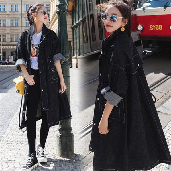 2020 new korean denim windbreaker jacket female long section oversize spring autumn bf loose wild large size jeans coats n778, Tan;black
2020 new korean denim windbreaker jacket female long section oversize spring autumn bf loose wild large size jeans coats n778, Tan;black
