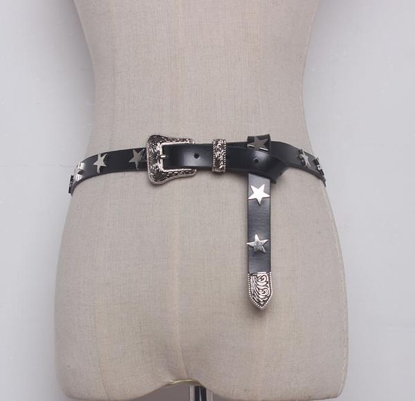 black genuine leather women waist belts star rivet studded punk jean belts metal buckle waistband for pant dress fashion, Black;brown
black genuine leather women waist belts star rivet studded punk jean belts metal buckle waistband for pant dress fashion, Black;brown