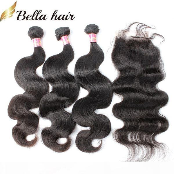 bella hair unprocessed indian human hair weave natural color body wave hair bundles with lace closure ing, Black 
bella hair unprocessed indian human hair weave natural color body wave hair bundles with lace closure ing, Black