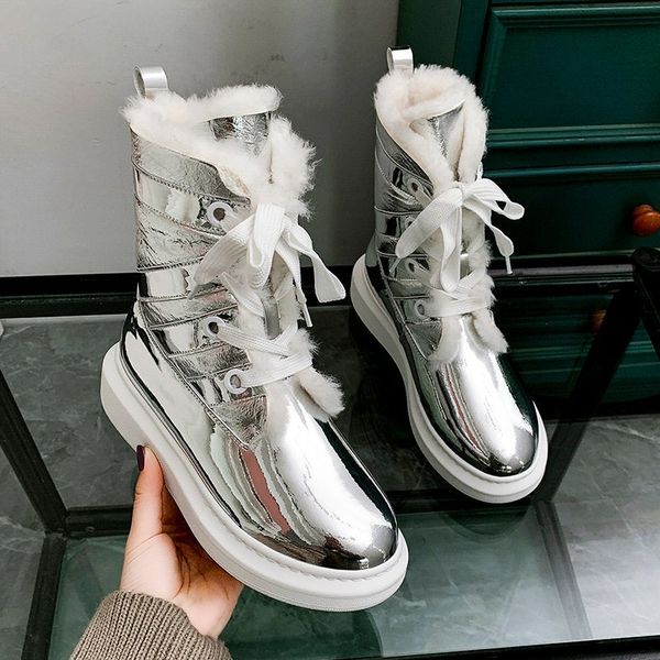 2021 the new fashion lace up women's patent-leather ankle thick teddy warm snow boots woman dwaterproof platform shoes water 4pkz, Black
2021 the new fashion lace up women's patent-leather ankle thick teddy warm snow boots woman dwaterproof platform shoes water 4pkz, Black