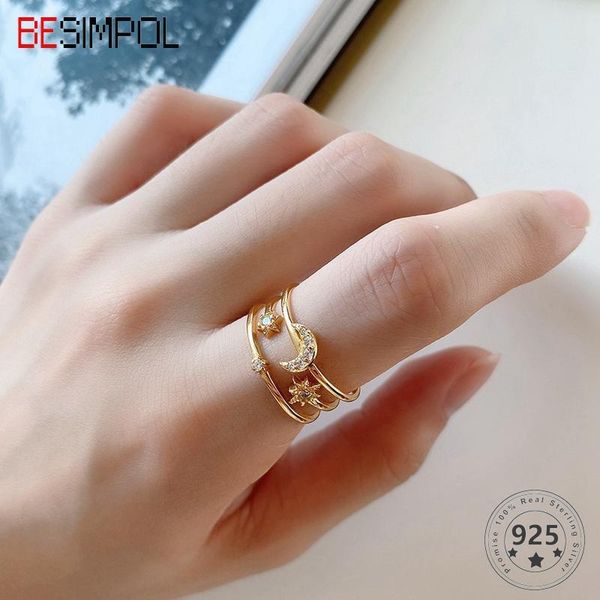 cluster rings besimpol real 925 sterling silver fashion ring temperament astral moon double layer for women fine jewelry gifts, Golden;silver
cluster rings besimpol real 925 sterling silver fashion ring temperament astral moon double layer for women fine jewelry gifts, Golden;silver
