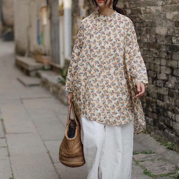 qpfjqd women retro print floral shirts linen loose button female chinese style stand collar blouses spring autumn, White
qpfjqd women retro print floral shirts linen loose button female chinese style stand collar blouses spring autumn, White