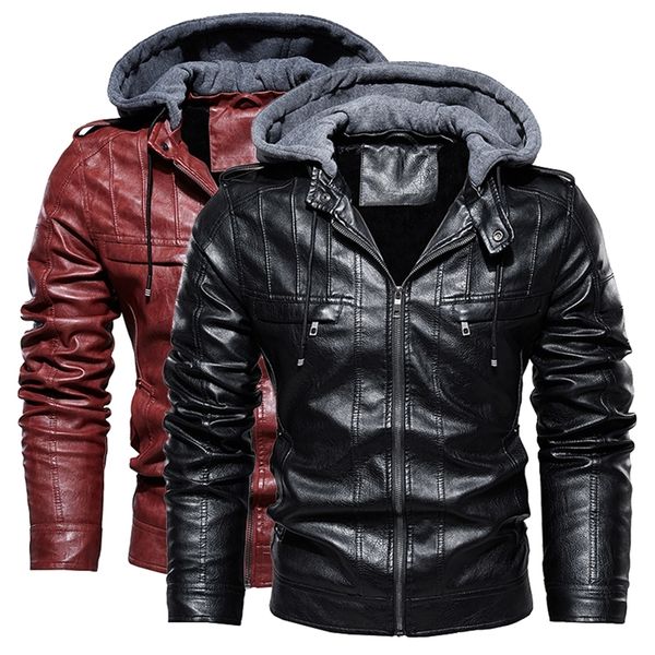 mens fashion vintage leather jacket zipper hooded casual coat men winter slim motorcycle jacket new brand clothing outwear 201218, Black;brown
mens fashion vintage leather jacket zipper hooded casual coat men winter slim motorcycle jacket new brand clothing outwear 201218, Black;brown