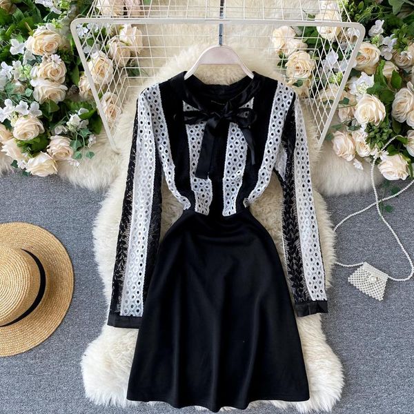 casual dresses 2021 autumn lady fashion hollow lace long-sleeved high waist thin mini dress women round neck elegant clothes vestidos j33, Black;gray
casual dresses 2021 autumn lady fashion hollow lace long-sleeved high waist thin mini dress women round neck elegant clothes vestidos j33, Black;gray