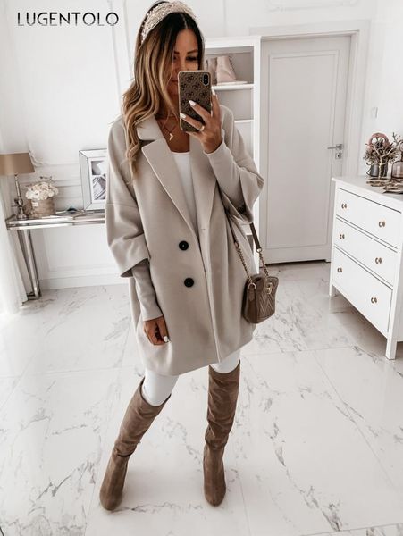 women's casual blends coat autumn three-quarter sleeve button lapel pocket solid jacket female loose fashion blends lugentolo1, Black
women's casual blends coat autumn three-quarter sleeve button lapel pocket solid jacket female loose fashion blends lugentolo1, Black