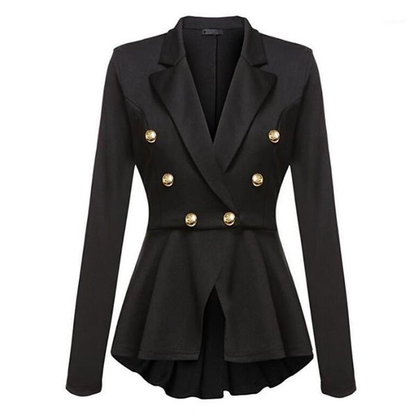 women's ringmaster jacket ruffle double breasted crop high low casual work peplum blazer suit1, White;black