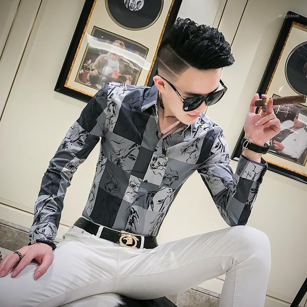 men's dress shirts autumn long sleeve tuxedo shirt men brand slim fit casual plaid streetwear print blouse 3xl-m1, White;black
men's dress shirts autumn long sleeve tuxedo shirt men brand slim fit casual plaid streetwear print blouse 3xl-m1, White;black