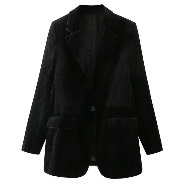 european and american women's british style lapel long sleeve black velvet one button suit casual pants suit, White
european and american women's british style lapel long sleeve black velvet one button suit casual pants suit, White