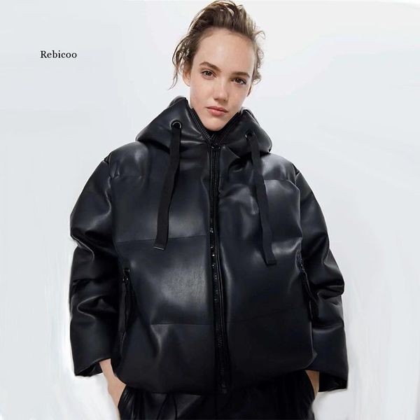 women's leather & faux women pu parkas jackets and coats hooded zipper warm cotton for female ladies, Black
women's leather & faux women pu parkas jackets and coats hooded zipper warm cotton for female ladies, Black
