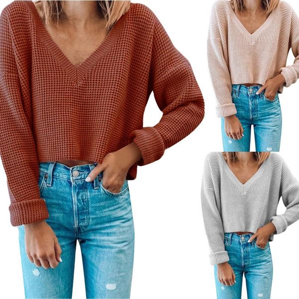 fall winter women's short knitted sweater casual long-sleeved v-neck pullover loose warm solid color outerwear blouse, White;black
fall winter women's short knitted sweater casual long-sleeved v-neck pullover loose warm solid color outerwear blouse, White;black