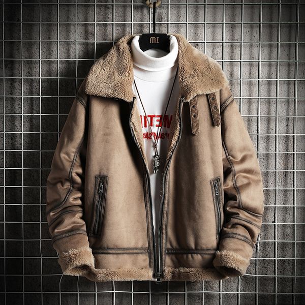 large men's locomotive jacket lapel plus lamb wool solid vintage outdoor wind-proof warm thicken winter snow male coat, Black
large men's locomotive jacket lapel plus lamb wool solid vintage outdoor wind-proof warm thicken winter snow male coat, Black