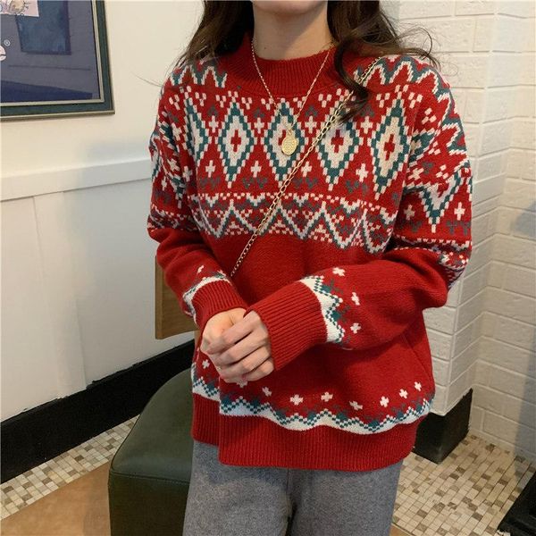 women's sweaters pullovers women christmas thicken o-neck sweater loose retro female spring and autumn fashion daily skin-friendly top, White;black
women's sweaters pullovers women christmas thicken o-neck sweater loose retro female spring and autumn fashion daily skin-friendly top, White;black