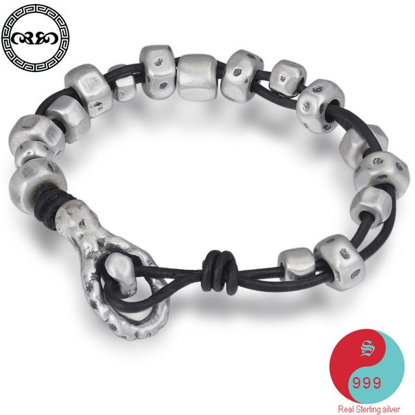 retro punk men lucky real pure 999 sterling silver bracelet genuine leather screw nut bracelet mens fine jewelry q1201, Black
retro punk men lucky real pure 999 sterling silver bracelet genuine leather screw nut bracelet mens fine jewelry q1201, Black