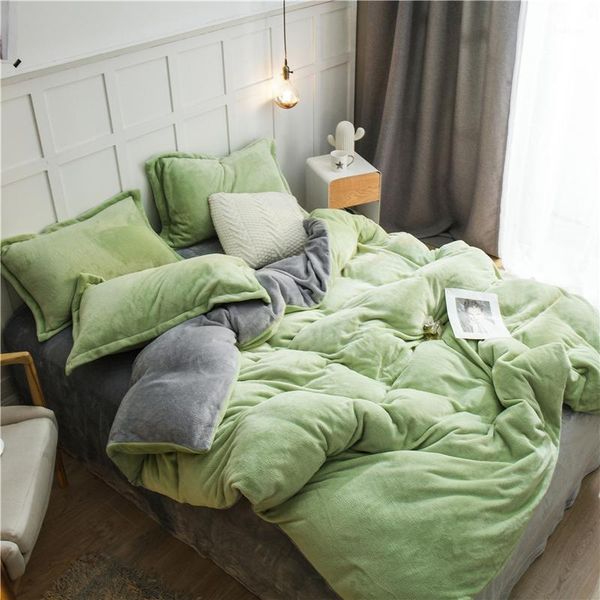 3/4pc classical solid fleece bedding set grey green flannel duvet cover flat/fitted sheet pillow case full home textile1
3/4pc classical solid fleece bedding set grey green flannel duvet cover flat/fitted sheet pillow case full home textile1