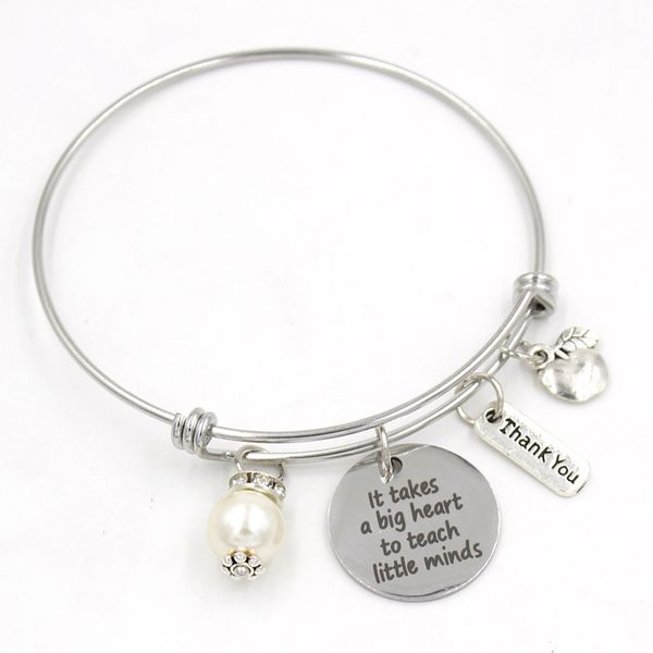 wholesale teachers gifts stainless steel expandable bangle it takes a big heart to teach little minds bracelet jewelry gifts for teachers, Golden;silver
wholesale teachers gifts stainless steel expandable bangle it takes a big heart to teach little minds bracelet jewelry gifts for teachers, Golden;silver