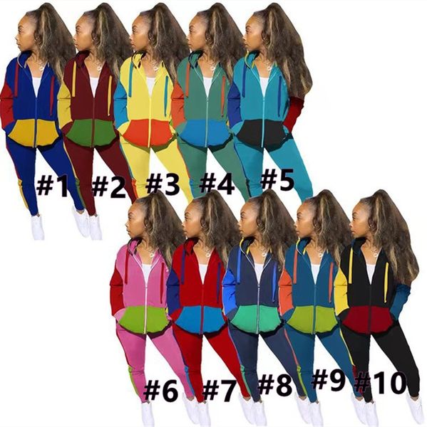women tracksuit block color patchwork hoodies jacket zipper coat + leggings pants two piece clothing hooded outfits sportswear e122902, White
women tracksuit block color patchwork hoodies jacket zipper coat + leggings pants two piece clothing hooded outfits sportswear e122902, White